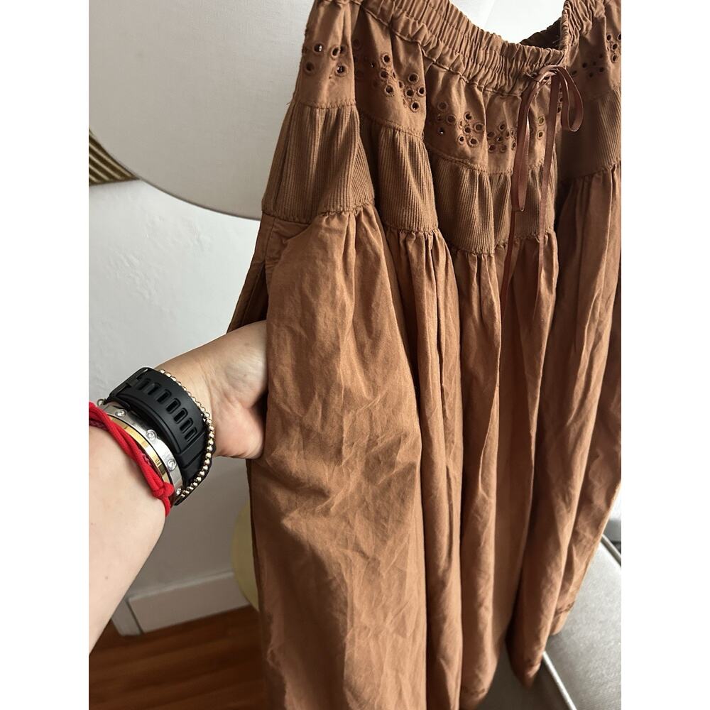 Free People Tan-Brown Tiered Midi Skirt - Picture 10 of 11
